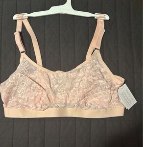 Auden‎ Women's Lace Bralette Pink XL Light Support Wireless Comfort